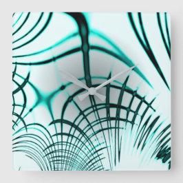 薄い背景に交差した水色の曲線 スクエア壁時計