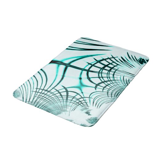 薄い背景に交差した水色の曲線 バスマット (アングル)