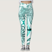 薄い背景に交差した水色の曲線 レギンス (正面)