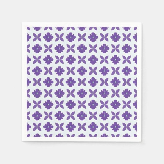 薄い背景に紫の花 スタンダードカクテルナプキン (正面)