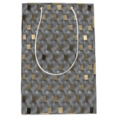 薄い茶色から暗い背景にグレーのボード ミディアムペーパーバッグ (正面)