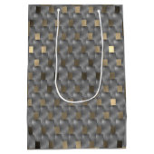 薄い茶色から暗い背景にグレーのボード ミディアムペーパーバッグ (裏面)