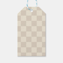 薄い茶色とオフホワイトチェッカーボード ギフトタグ