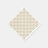 薄い茶色とオフホワイトチェッカーボード スタンダードカクテルナプキン (角)