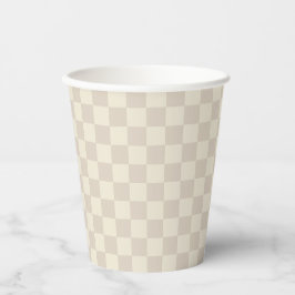薄い茶色とオフホワイトチェッカーボード 紙コップ