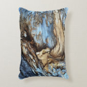 薄い茶色と青い木の抽象芸術テクスチャb アクセントクッション (正面(垂直))