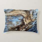 薄い茶色と青い木の抽象芸術テクスチャb アクセントクッション (裏面)