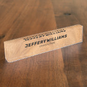 薄い茶色のフェイク木のテクスチャ デスクネームプレート (側面)