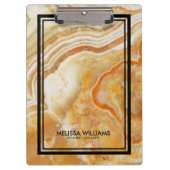 薄い茶色の大理石のテクスチャ黒縁ど クリップボード (正面)