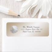 薄い茶色の戻りラベルに砂ドルの写真 ラベル (インサイチュ)