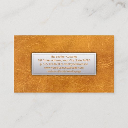 薄い茶色の擦り切れた革の背景 名刺 (裏面)