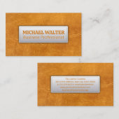 薄い茶色の擦り切れた革の背景 名刺 (正面/裏面)