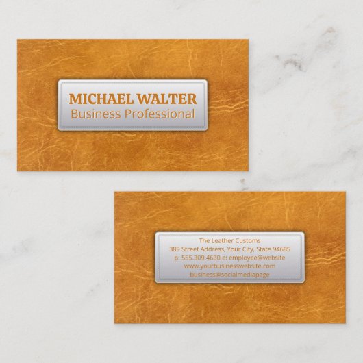 薄い茶色の擦り切れた革の背景 名刺 (正面/裏面)