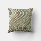 薄い茶色の波線/ベージュ/ターコイズ青 クッション (裏面)