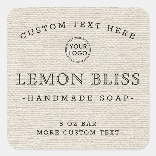 薄い褐色のリネンのロゴの正方形の製品ラベル スクエアシール (正面)