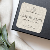 薄い褐色のリネンの外観の正方形の製品ラベル スクエアシール