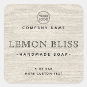 薄い褐色のリネンの外観の正方形の製品ラベル スクエアシール (正面)