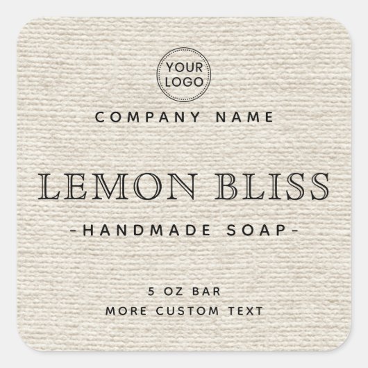 薄い褐色のリネンの外観の正方形の製品ラベル スクエアシール (正面)