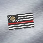 薄い赤いラインカスタム消防士の消防署のロゴ マグネット名刺 (インサイチュ)