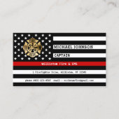 薄い赤いラインカスタム消防士の消防署のロゴ 名刺 (正面)