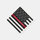 薄い赤いライン消防フラグ名の追加 スタンダードカクテルナプキン (角)