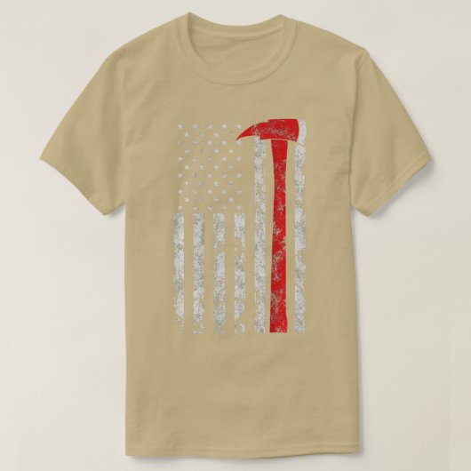 薄い赤いラインAxアメリカ国旗Patriot Firefighter Tシャツ (デザイン正面)
