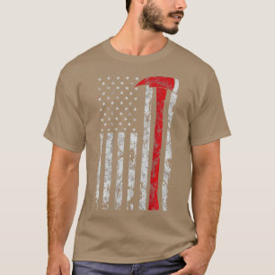 薄い赤いラインAxアメリカ国旗Patriot Firefighter Tシャツ