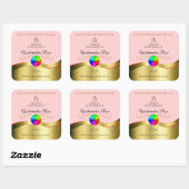 薄い赤い波状金ゴールドロゴモノグラム製品ラベル スクエアシール (シート)