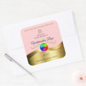 薄い赤い波状金ゴールドロゴモノグラム製品ラベル スクエアシール (封筒)