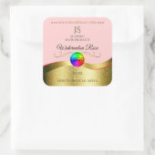 薄い赤い波状金ゴールドロゴモノグラム製品ラベル スクエアシール (バッグ)