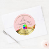 薄い赤い波状金ゴールドロゴモノグラム製品ラベル ラウンドシール (封筒)