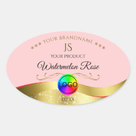 薄い赤い波状金ゴールドロゴモノグラム製品ラベル 楕円形シール