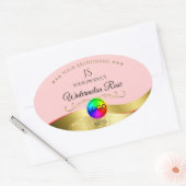 薄い赤い波状金ゴールドロゴモノグラム製品ラベル 楕円形シール (封筒)