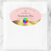 薄い赤い波状金ゴールドロゴモノグラム製品ラベル 楕円形シール (バッグ)