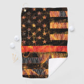 薄い赤い線と炎 ゴルフタオル (インサイチュ)