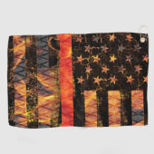 薄い赤い線と炎 ゴルフタオル (横)