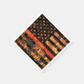 薄い赤い線と炎 スタンダードカクテルナプキン (角)