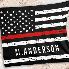 薄い赤い線のフラグ名パーソナライズされた消防士 フリースブランケット