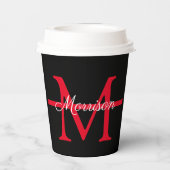 薄い赤い線の消防士引退記念モノグラム 紙コップ (裏面)