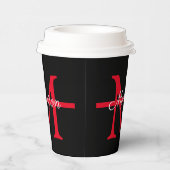 薄い赤い線の消防士引退記念モノグラム 紙コップ (右)