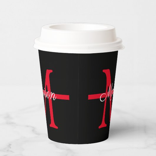 薄い赤い線の消防士引退記念モノグラム 紙コップ (右)