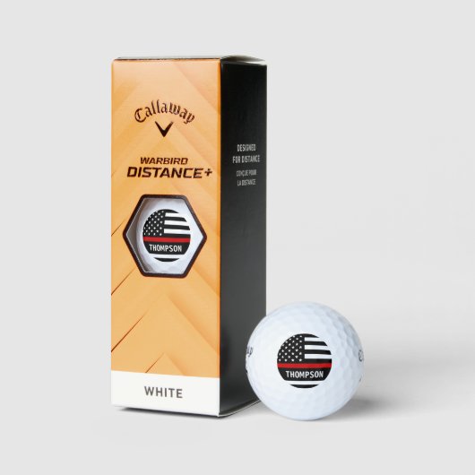 薄い赤い線パーソナライズされた名の消防士 ゴルフボール (パッケージ)