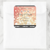 薄い赤と金ゴールドグリッター製品ラベルのダイヤモンド スクエアシール (バッグ)