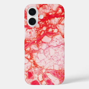 薄い赤の大理石 iPhone 16ケース