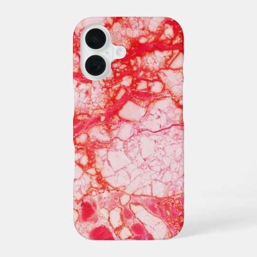 薄い赤の大理石 iPhone 16ケース (裏面)