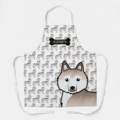 薄い赤シベリアのハスキーの漫画の犬と名前 エプロン (正面)