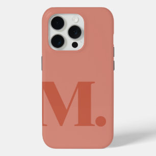 薄い赤モノグラム文字の基本カラーミニマリスト iPhone 15 PROケース