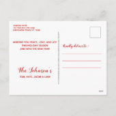 薄い赤ラインのクリスマス消防士 シーズンポストカード (裏面)