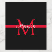 薄い赤ライン消防士の退職モノグラム ワインラベル (シングルラベル)