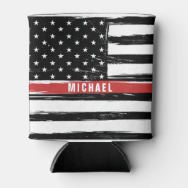 薄い赤ライン消防士フラグのパーソナライグランジズ 缶クーラー